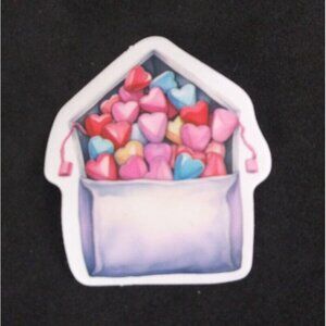 10/$10 Envelope Of Colorful Hearts Valentine's Day Sticker 1.58" x 1.38"